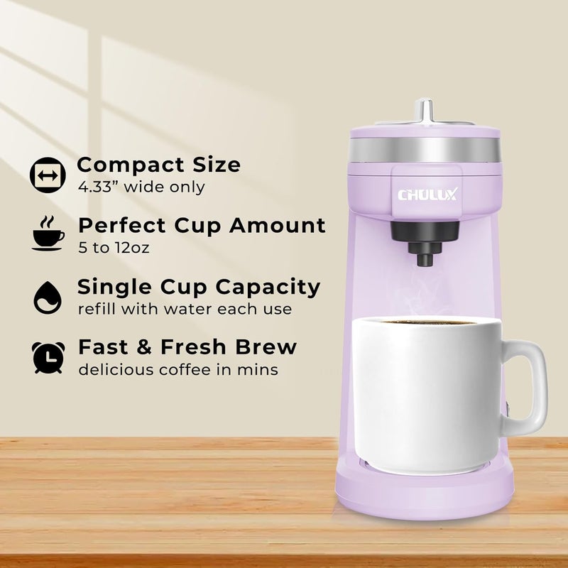 CHULUX Mini Coffee Maker for K Capsule, Single Serve Coffee Maker for One Cup Americano, Lightweight Pod Coffee Machine, Lavender - Image 2